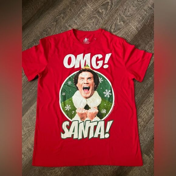 Elf Omg Santa Big Face T-Shirt- Size Large - Picture 1 of 6